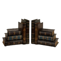 Vintage Traditional Wood Faux Book Library Bookends - A Pair