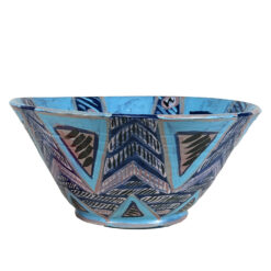 Vintage 16" Abstract Blue Art Pottery Centerpiece Bowl