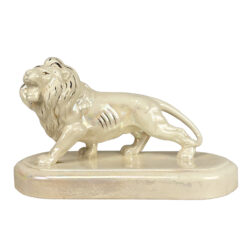 Vintage 12" Hollywood Regency White Luster Porcelain Lion Sculpture