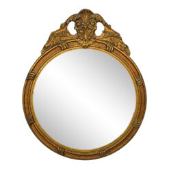 Antique Victorian Rococo Gilt Wood Gold Round Mirror
