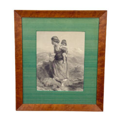 Antique Outsider "The Mountaineer" Mother & Child Engraving Art by Paul Falconer Poole