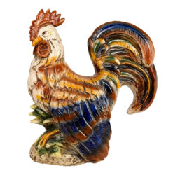 Vintage Large Italian Majolica Pottery Rooster Chicken Sculpture - 17"