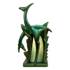 Mid-Century Abstract Art Deco Green Ceramic Gazelle TV Lamp
