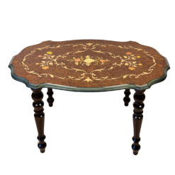 Vintage Italian Rococo Inlaid Fruitwood Cocktail Side Table