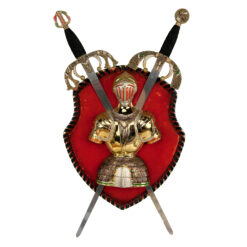 Vintage Spanish Revival Medieval Knight Coat of Arms Wall Plaque
