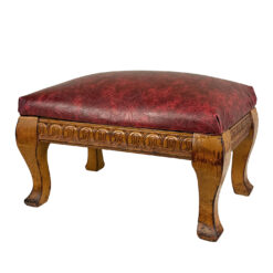 Antique Edwardian Maple Carved Footstool Ottoman