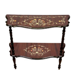 Vintage Italian Rococo Marquetry Fruitwood Console Hall Table