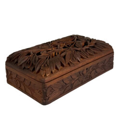 Vintage Traditional Walnut Heavily Carved Storage Box