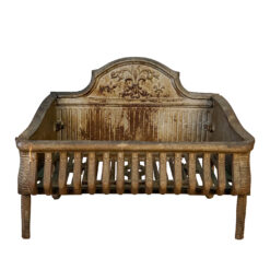 Antique Victorian Cast Iron Fireplace Coal Grate w/ Fleur de Lis Motif