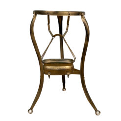 Antique Wrought Iron Gold Gilded Pedestal Stand w/ Milk Glass Ball & Claw Feet