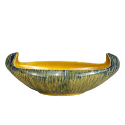 Mid-Century Polish Pottery Yellow & Blue Gondola Centerpiece Bowl