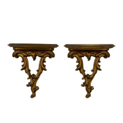Vintage Hollywood Regency Baroque Gold Wall Shelf - A Pair