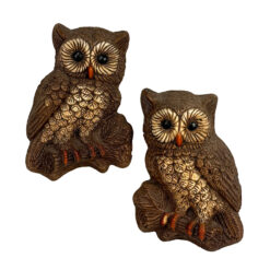 Vintage 1970s Wall Hanging Owl Sculpture - A Pair