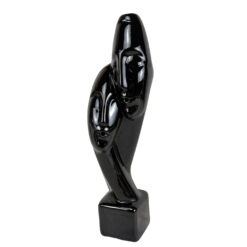 Vintage Postmodern Abstract Black Ceramic Lovers Sculpture