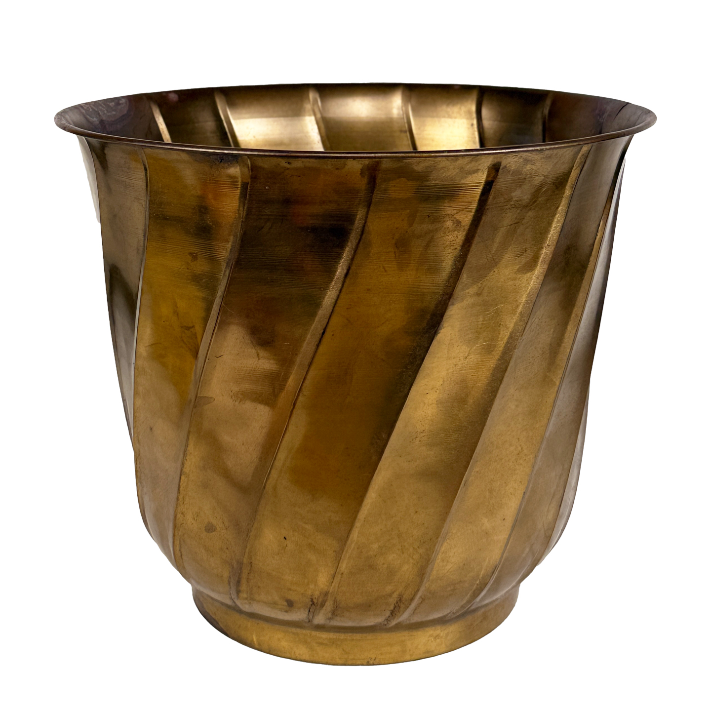 Vintage Traditional Brass Ribbed Jardiniere Planter – 12″