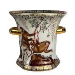 Vintage Chinese Chinoiserie Monkey Porcelain Planter Pot