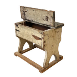 Antique Primitive Farmhouse White Painted Storage Milking Stool