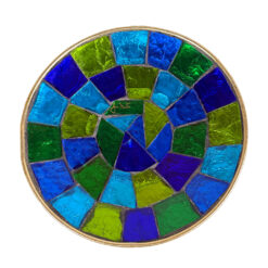 Mid-Century Jon Matin Mosaic Blue & Green Foil Glass Catchall Bowl