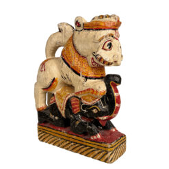 Vintage Hindu Gajasimha Foodog Lion w/ Elephant Painted Sculpture - 12"