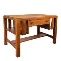 Antique Charles Limbert Arts & Crafts Quartersawn Oak Writing Desk w/ Bookshelf Sides