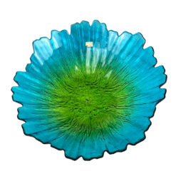 Vintage 14" Blue & Green Spain Art Glass Centerpiece Bowl