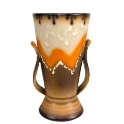 Mid-Century Art Deco Czech Pottery Orange Brown Mountain Glazed Vase