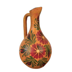 Vintage 18" Tonala Mexican Pottery Floral Ewer Pitcher
