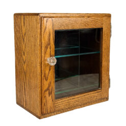 Antique Traditional Oak Doctor’s Apothecary Glass Front Cabinet