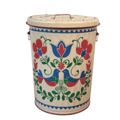 Vintage Farmhouse Pennsylvania Dutch Tin Waste Garbage Can w/ Lid