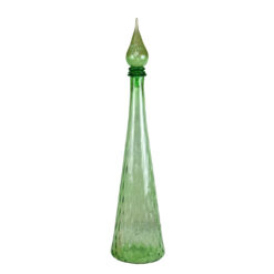 Mid-Century 24″ Italian Empoli Green Optic Art Glass Genie Bottle