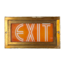Antique Art Deco Brass & Glass Theater Exit Sign by Kliegl Bros