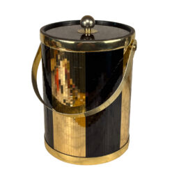 Vintage Hollywood Regency Gold & Black Mirrored Ice Bucket by Larry Laslo