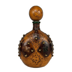 Vintage Italian Tooled Leather Wrapped Cognac Liquor Decanter w/ Stopper