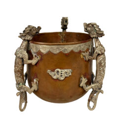 Antique Tibetan Copper Dragon Motif Planter Pot Cencer