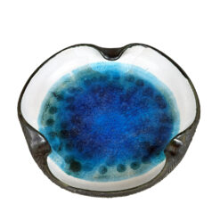 Mid-Century Blue Geode Pottery Centerpiece Cigar Ashtray - 10"