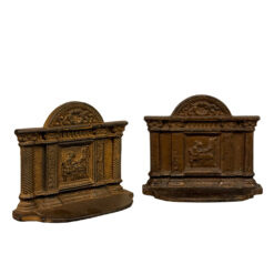 Antique Neoclassical Cast Iron "Penelope at her Loom" Library Bookends - A Pair