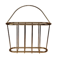 Vintage Hollywood Regency Gold Tubular Magazine Rack Record Stand