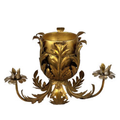 Vintage Italian Gold Gilt Metal Centerpiece Planter Candlestick Holder