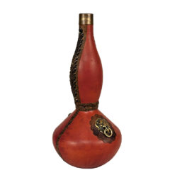Vintage Italian Revival Red Leather Cognac Decanter w/ Lion Head Motif