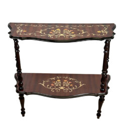 Vintage Italian Rococo Marquetry Fruitwood Console Hall Table