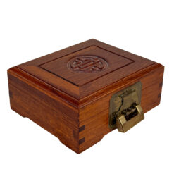 Vintage Chinese Chinoiserie Rosewood Storage Jewelry Box w/ Brass Lock