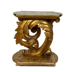 Vintage Italian Rococo Gold Giltwood Acanthus Pedestal Side Table