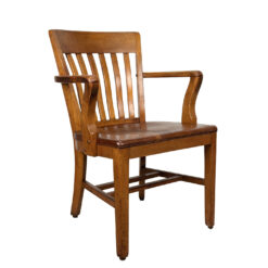 Antique Traditional Mahogany Wood Bankers Library Arm Chair