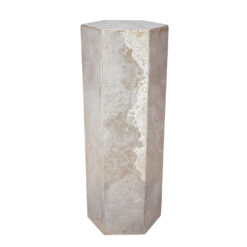 Vintage Postmodern Italian Travertine Marbled Plant Stand Pedestal