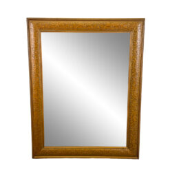 Antique Traditional Oak Floral Embossed Frame Wall Mirror - 26x32
