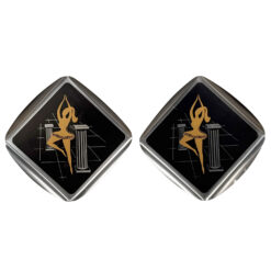 Mid-Century Atomic Aluminum & Black Enamel Ballet Dancer Wall Plaque - A Pair