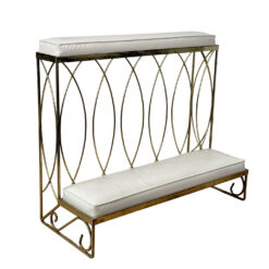 Mid-Century Brass & White Vinyl Sculptural Alter Kneeling Bench