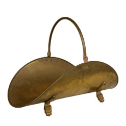 Vintage English Regency Brass Lions Paw Fireplace Firewood Log Holder