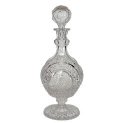 Vintage Victorian Crystal Liquor Wine Decanter w/ Etched Bird Motif