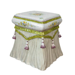 Vintage Italian Majolica Porcelain Ottoman Garden Stool